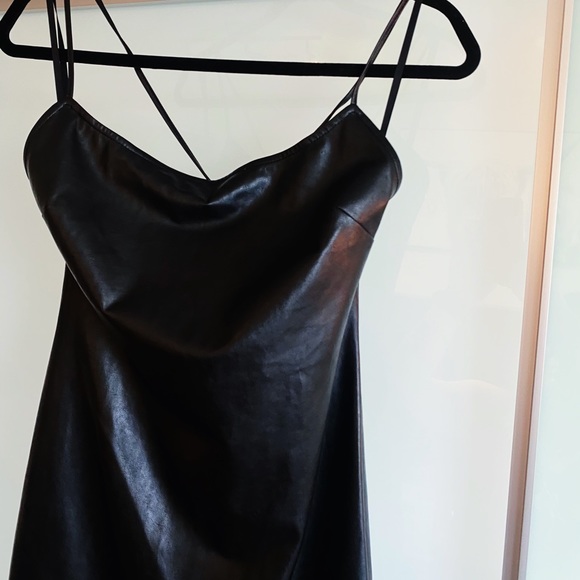 NWOT ARITZIA STRAPPY BACK VEGAN LEATHER DRESS - Picture 11 of 13